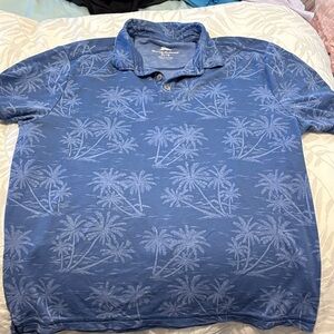 Tommy Bahama Blue Palm Pattern Polo Shirt